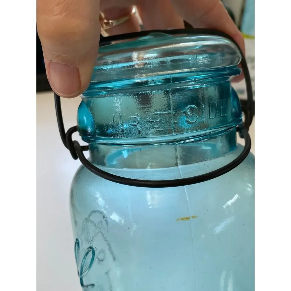 Ball Ideal Blue Glass 1 Qt.‎ Wire Bail Canning Jar